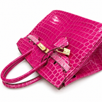 Birkin Style 25/30/35 Retourne in Rose Schéhérazade Crocodile-Embossed Leather (Gold Hardware)