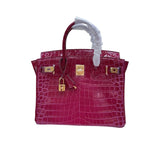 Birkin Style 25/30/35 Retourne in Rubis Crocodile-Embossed Leather (Gold Hardware)