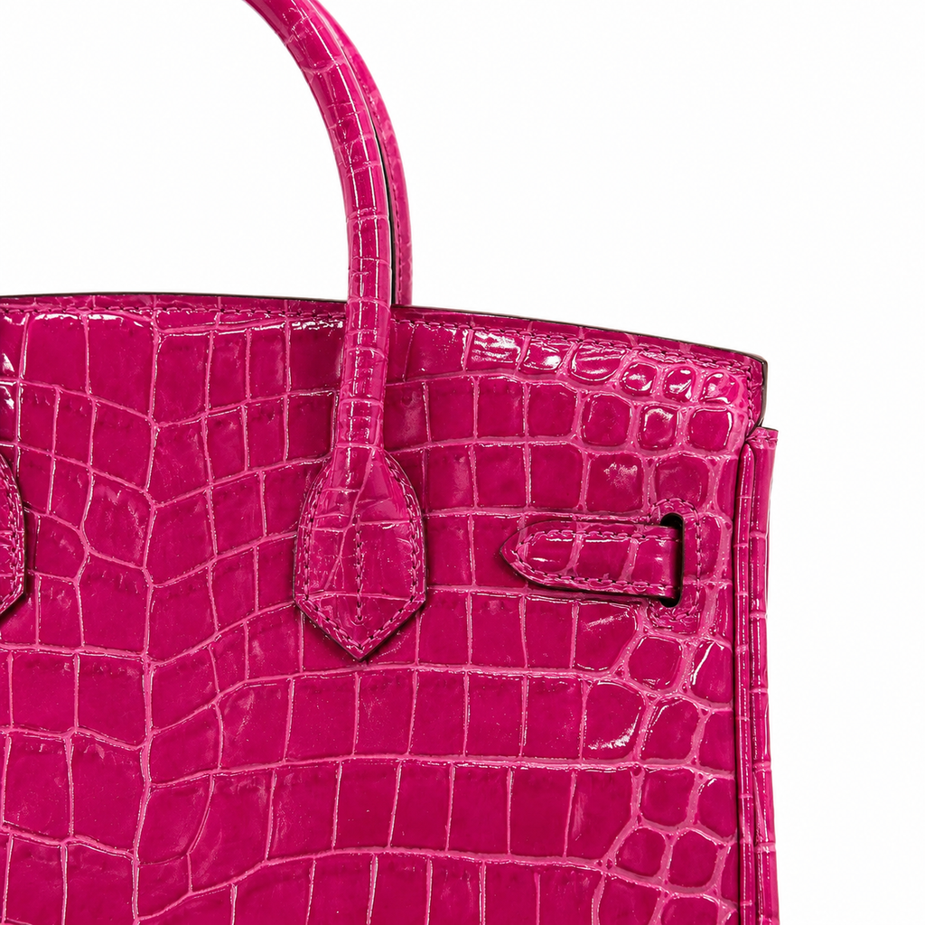 Birkin Style 25/30/35 Retourne in Rose Schéhérazade Crocodile-Embossed Leather (Gold Hardware)