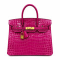 Birkin Style 25/30/35 Retourne in Rose Schéhérazade Crocodile-Embossed Leather (Gold Hardware)