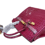 Birkin Style 25/30/35 Retourne in Rubis Crocodile-Embossed Leather (Gold Hardware)