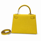Kelly Sellier 25cm & 28cm Jaune Ambre Epsom Leather Palladium Hardware Women Luxury Handbag