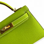Fully hand-sewn👉Second generation Mini Kelly 19cm imported Epsom leather candy green gold and silver buckle