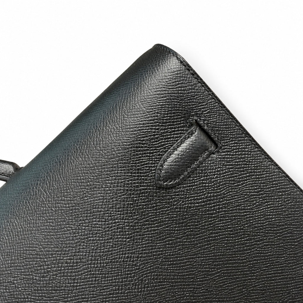Kelly depeches 36cm Epsom leather 89 Noir black top handcrafted! Counter quality!