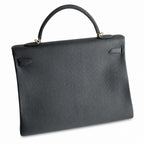 Kelly togo original royal calfskin ck89 black top craftsmanship wax thread full stitching gold buckle